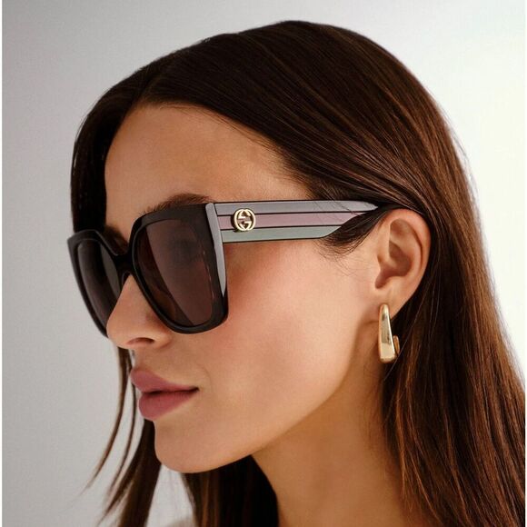 NWT Gucci GG1300S Havana Rectangle 55mm Sunglasses main image 5